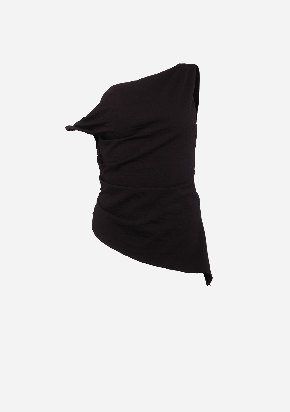 Asymmetrical Shoulder Tunic Top Black