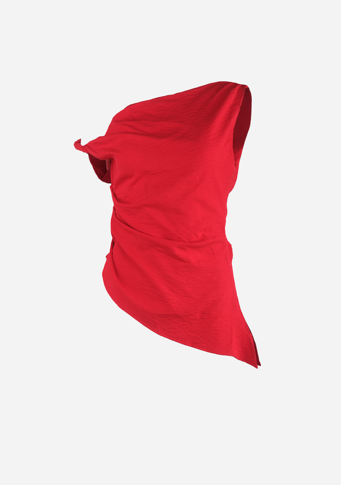 Asymmetrical Shoulder Tunic Top Red