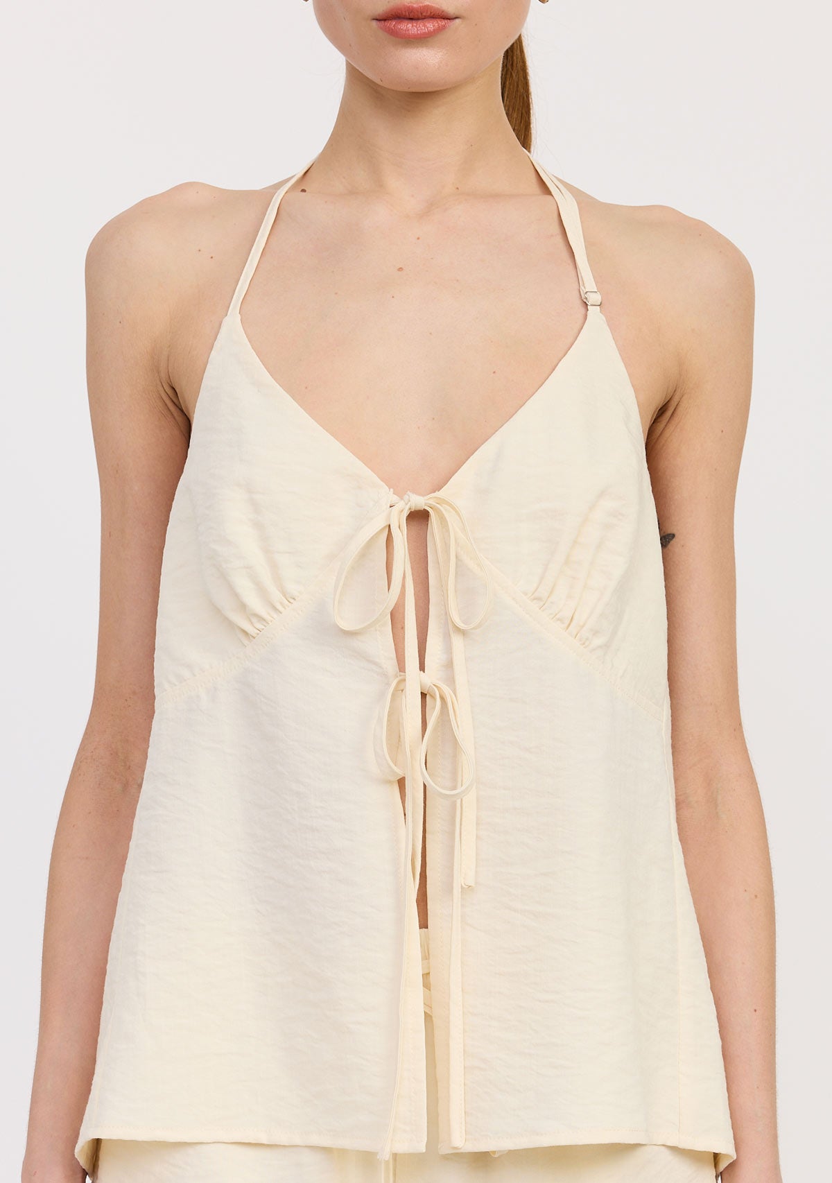 Halter Linen Top Ivory