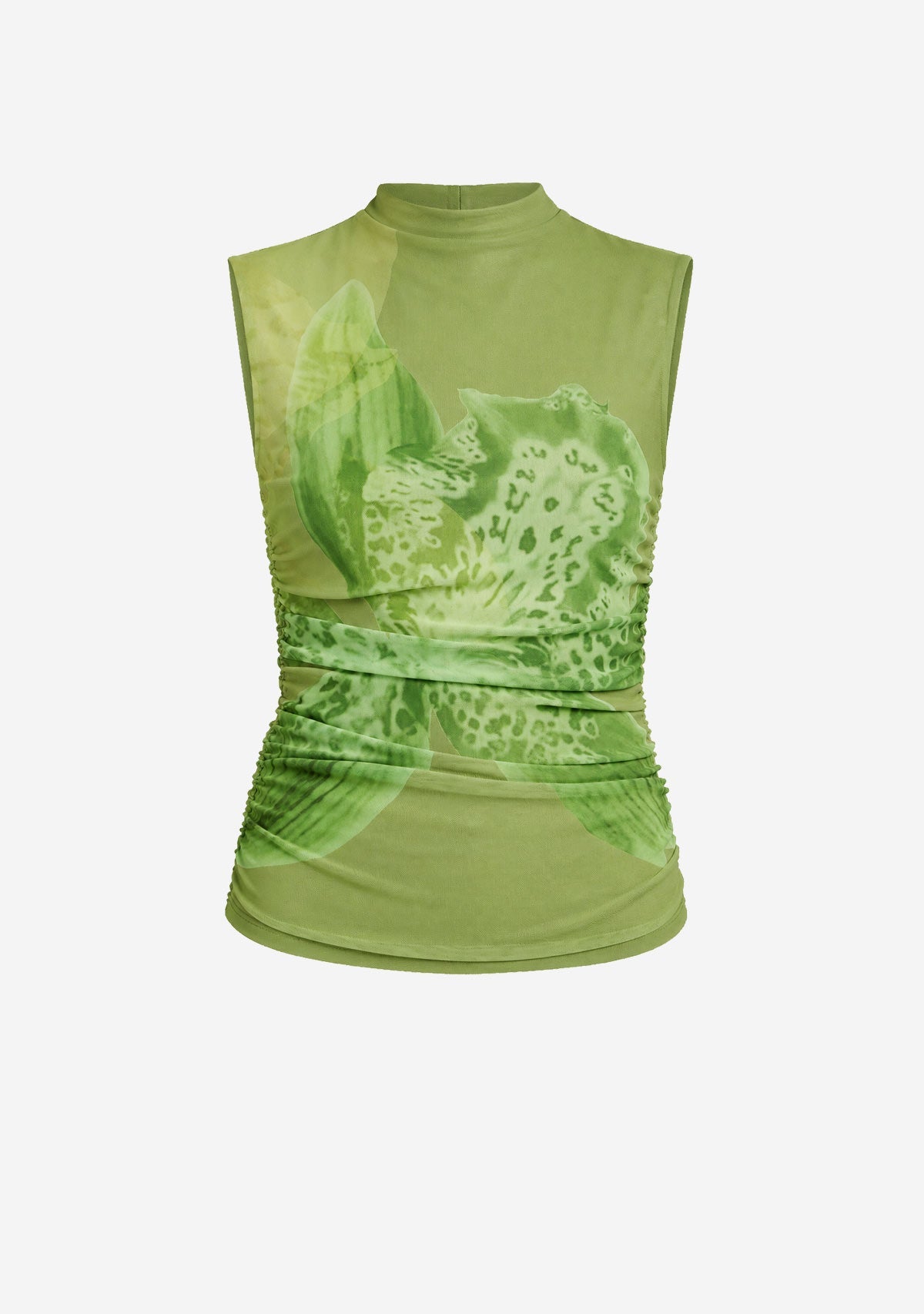 Drop Shoulder Mesh Top Green Floral Emory Park