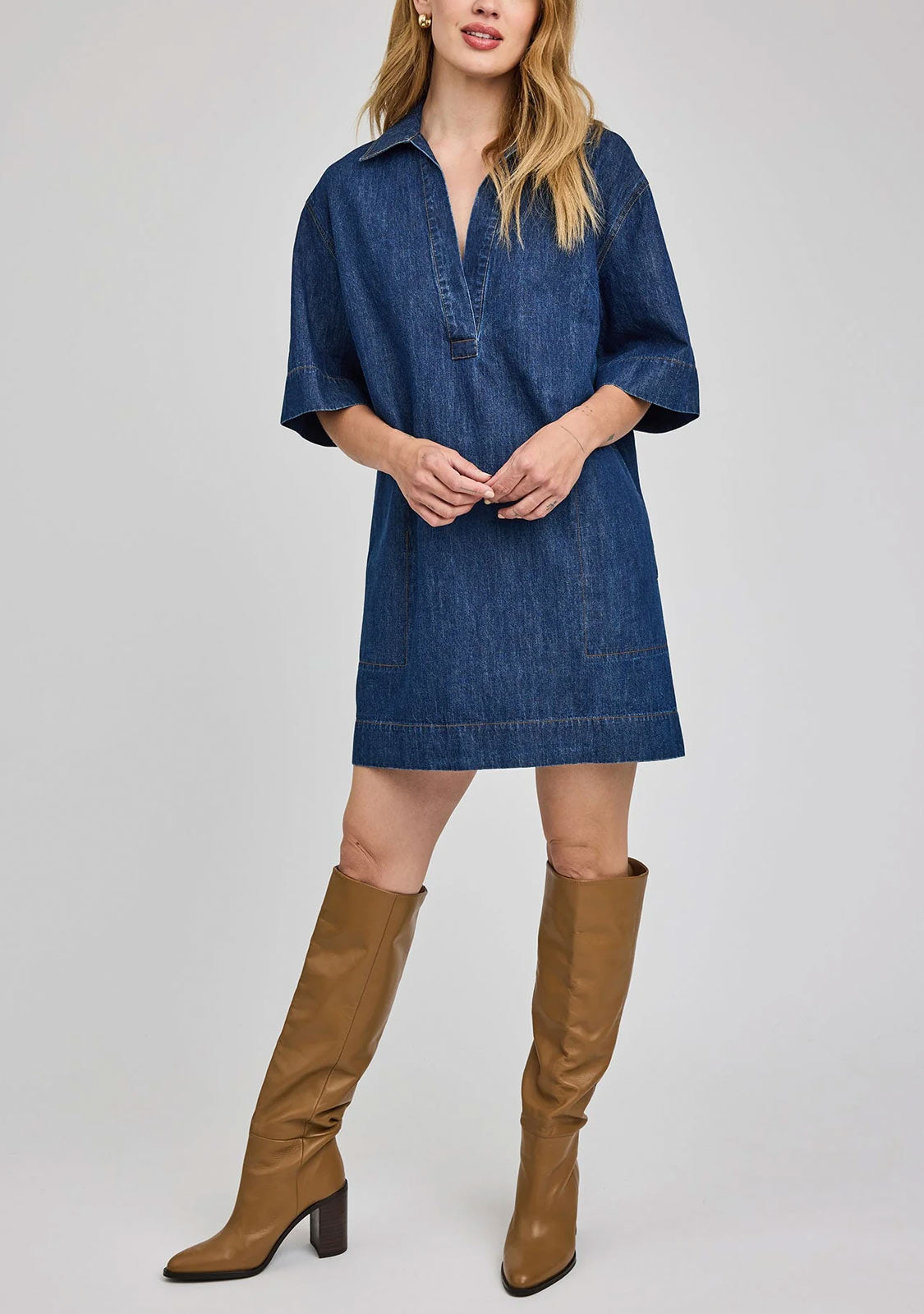 Evelina Mini Dress Dark Wash
