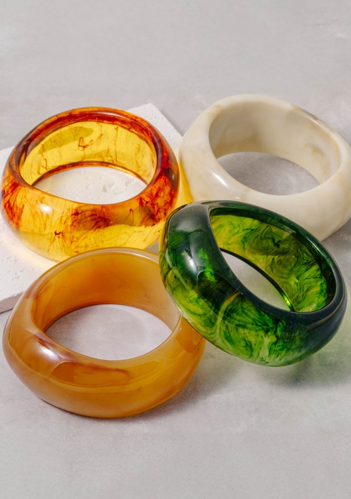 Large Marble Resin Bangle Bracelet Fame Accessories