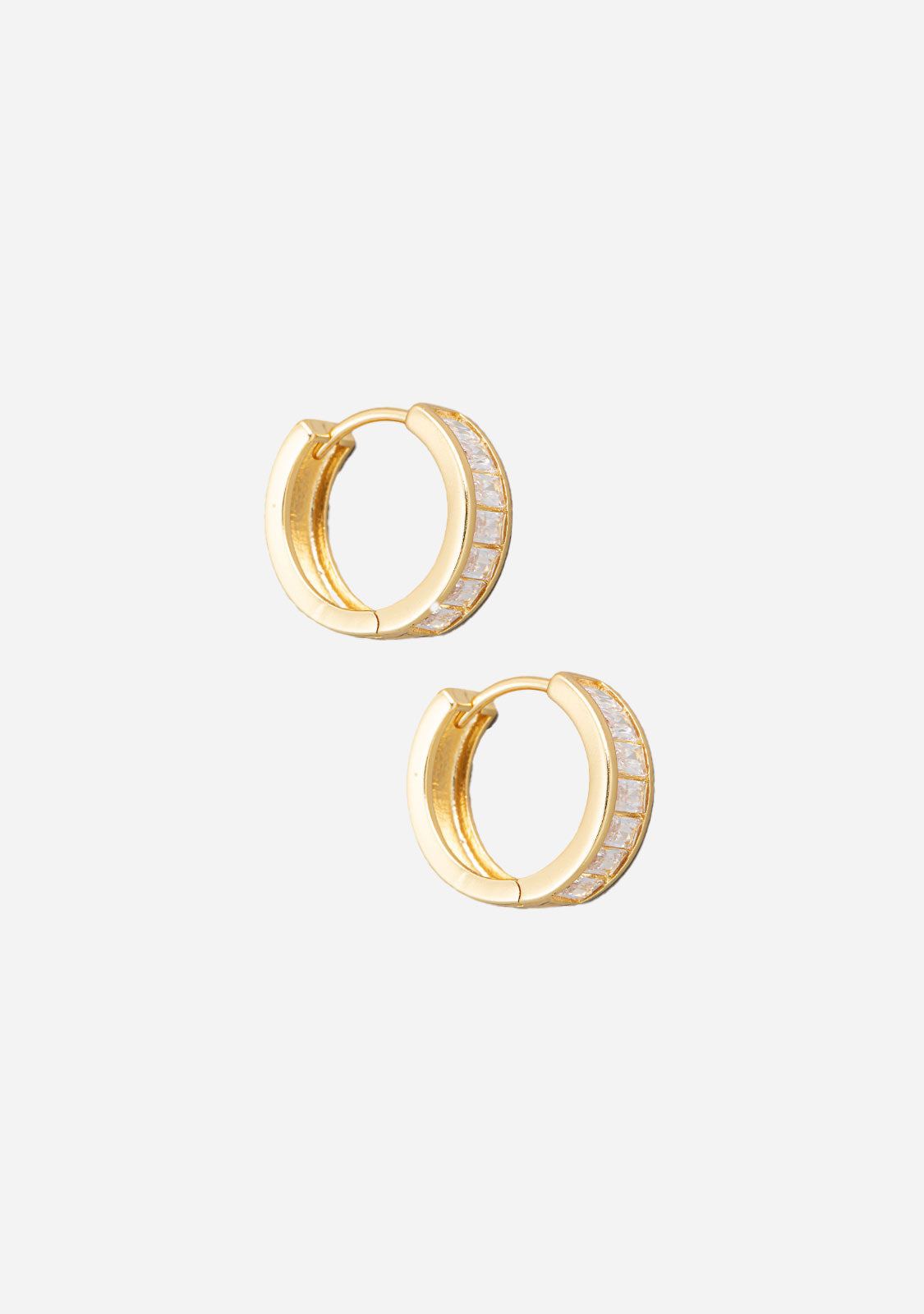 Mini Rhinestone Studded Huggie Earrings