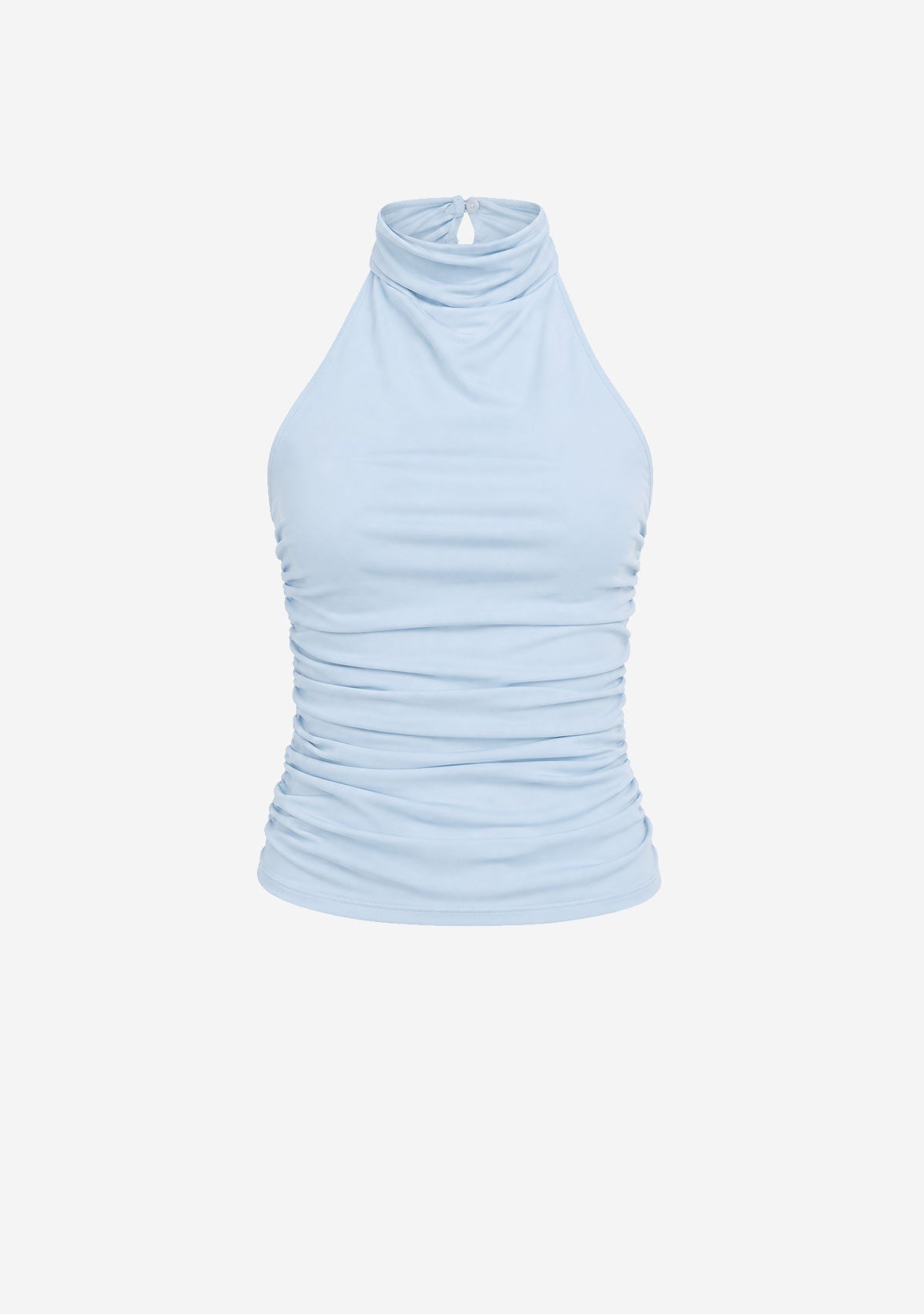 Halter Neck Ruching Top Baby Blue Fore Collection