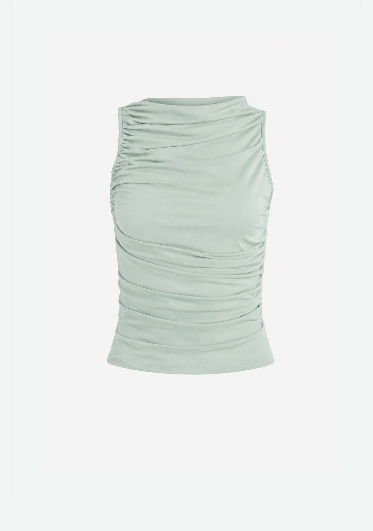 Ruched Mesh Tank Top Sage FORE COLLECTION