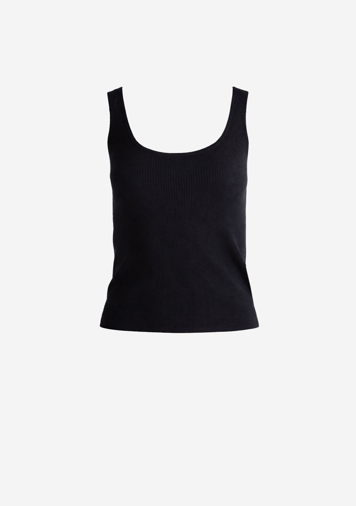 Fitted Scoop Neck Tank Black