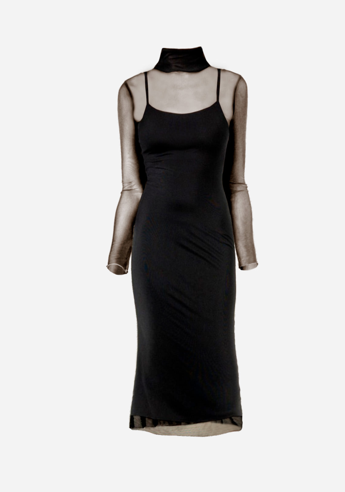 High Neck Long Dress With Long Sleeves FORE COLLECTION