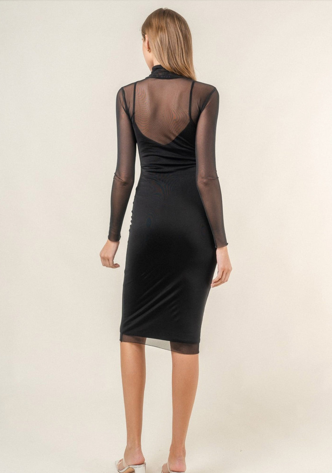 High Neck Long Dress With Long Sleeves FORE COLLECTION