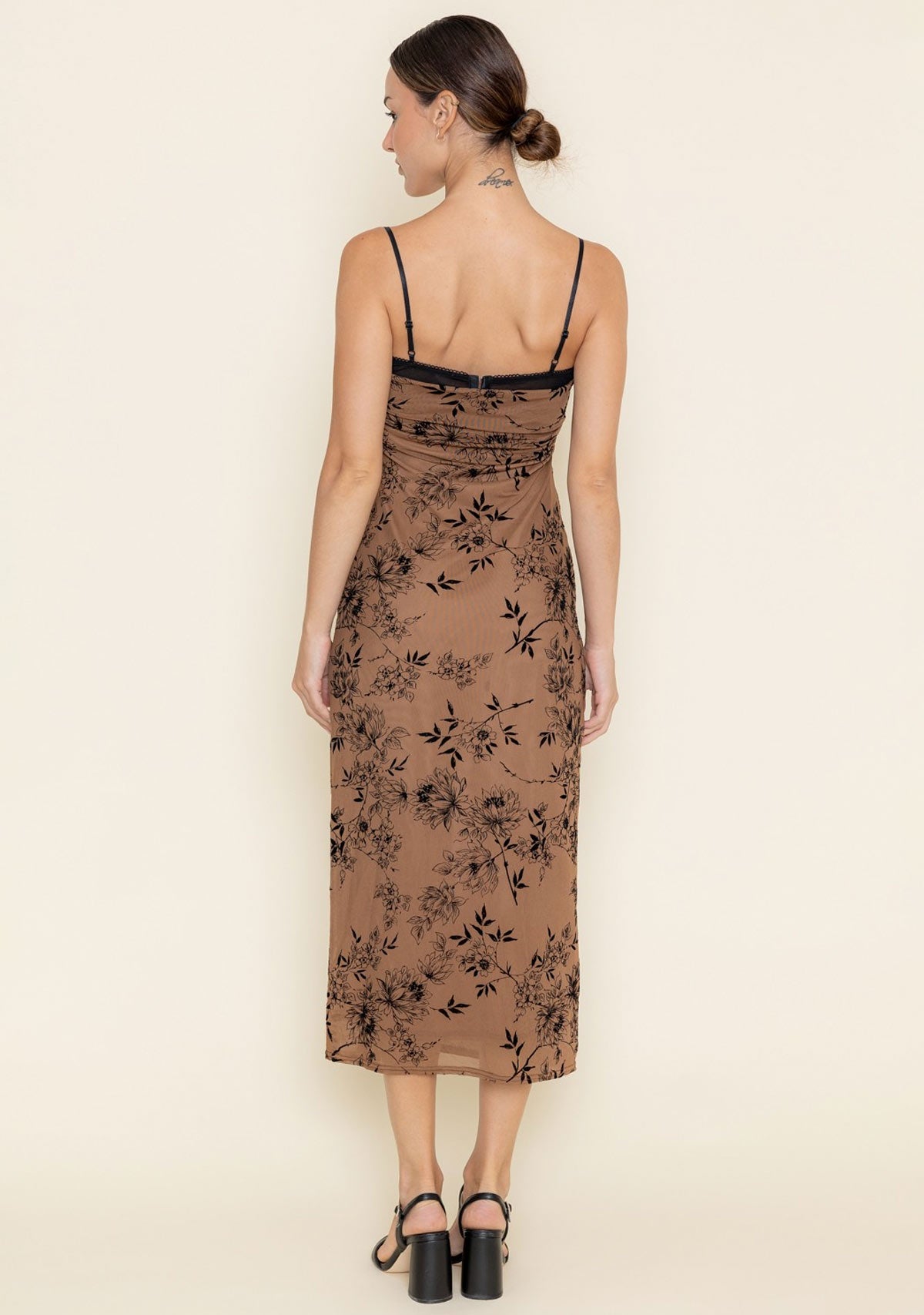 Mesh Velvet Midi Dress
