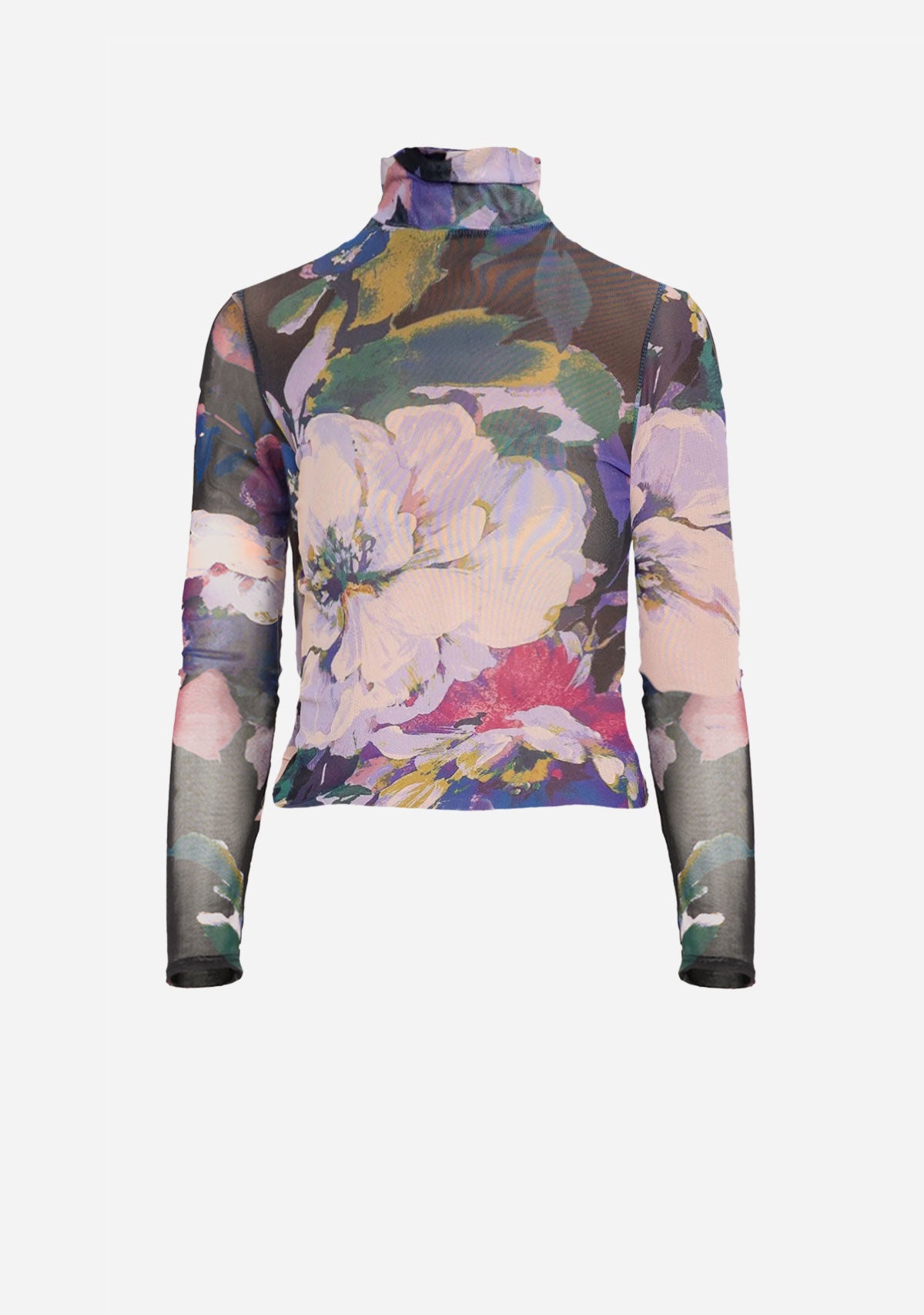 Mock Neck Long Slv Mesh Print To The Latest Scoop