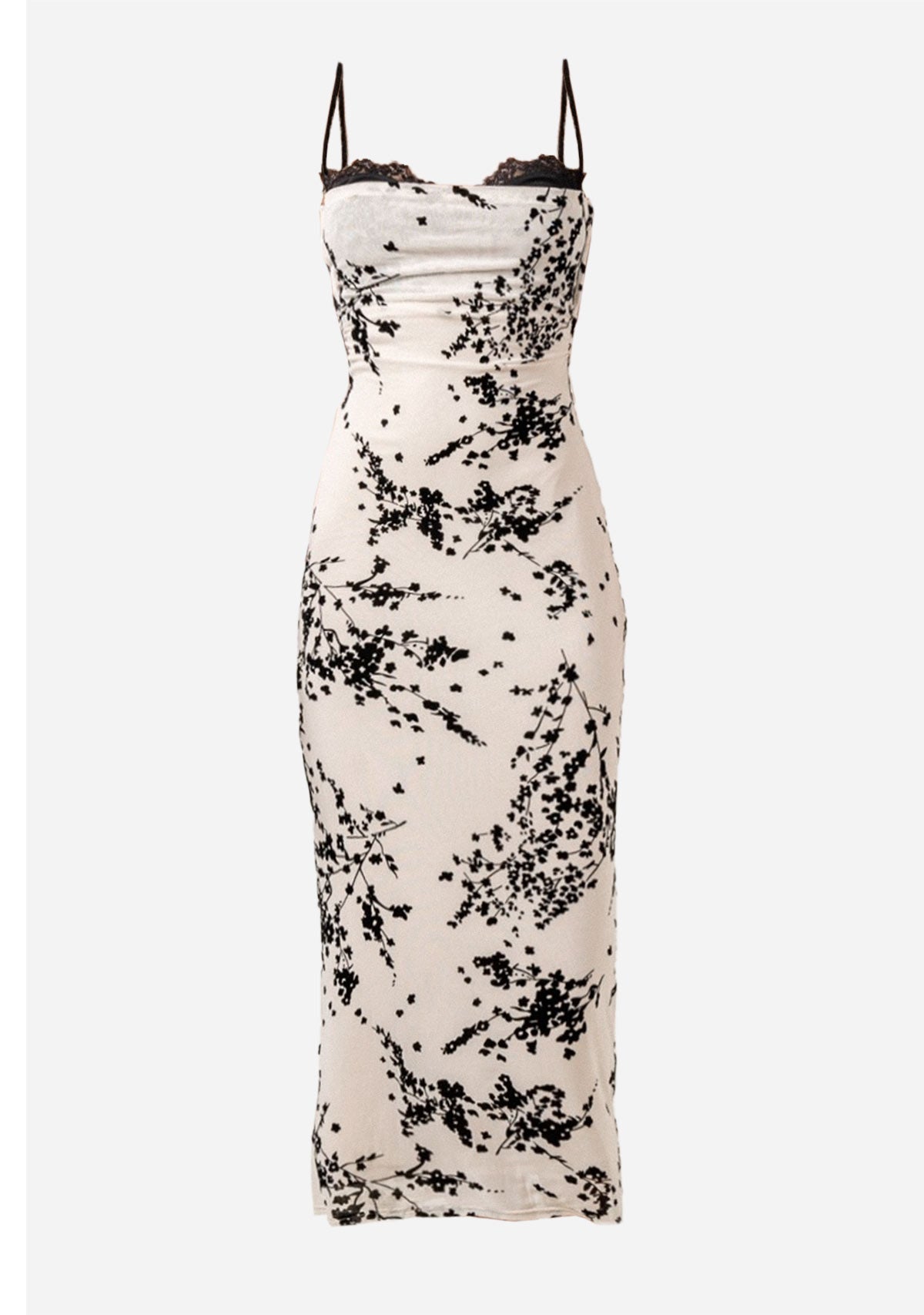 Spaghetti Bra Cup Mesh Velvet Burn Out Midi Dress The Latest Scoop