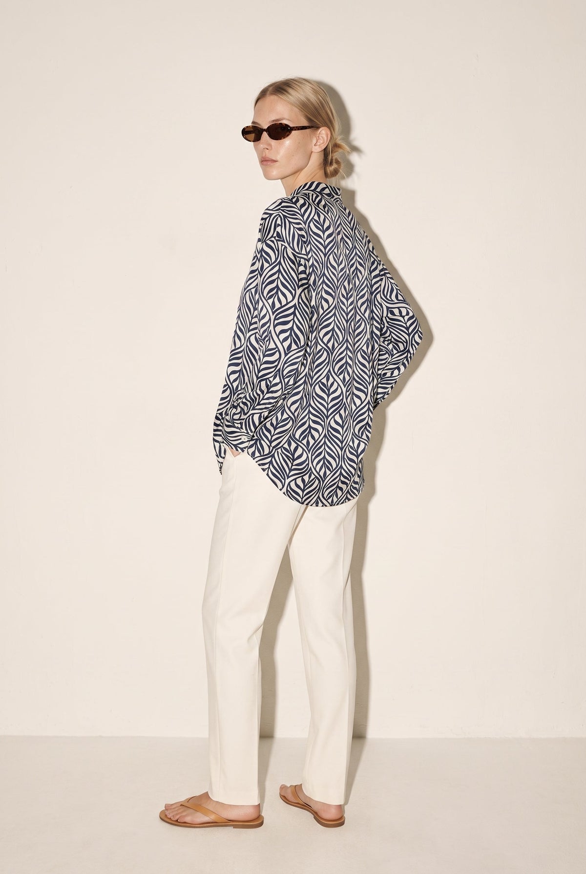 Vmjosie Ls Oversize Shirt Birch/Navy Blaze Vero Moda