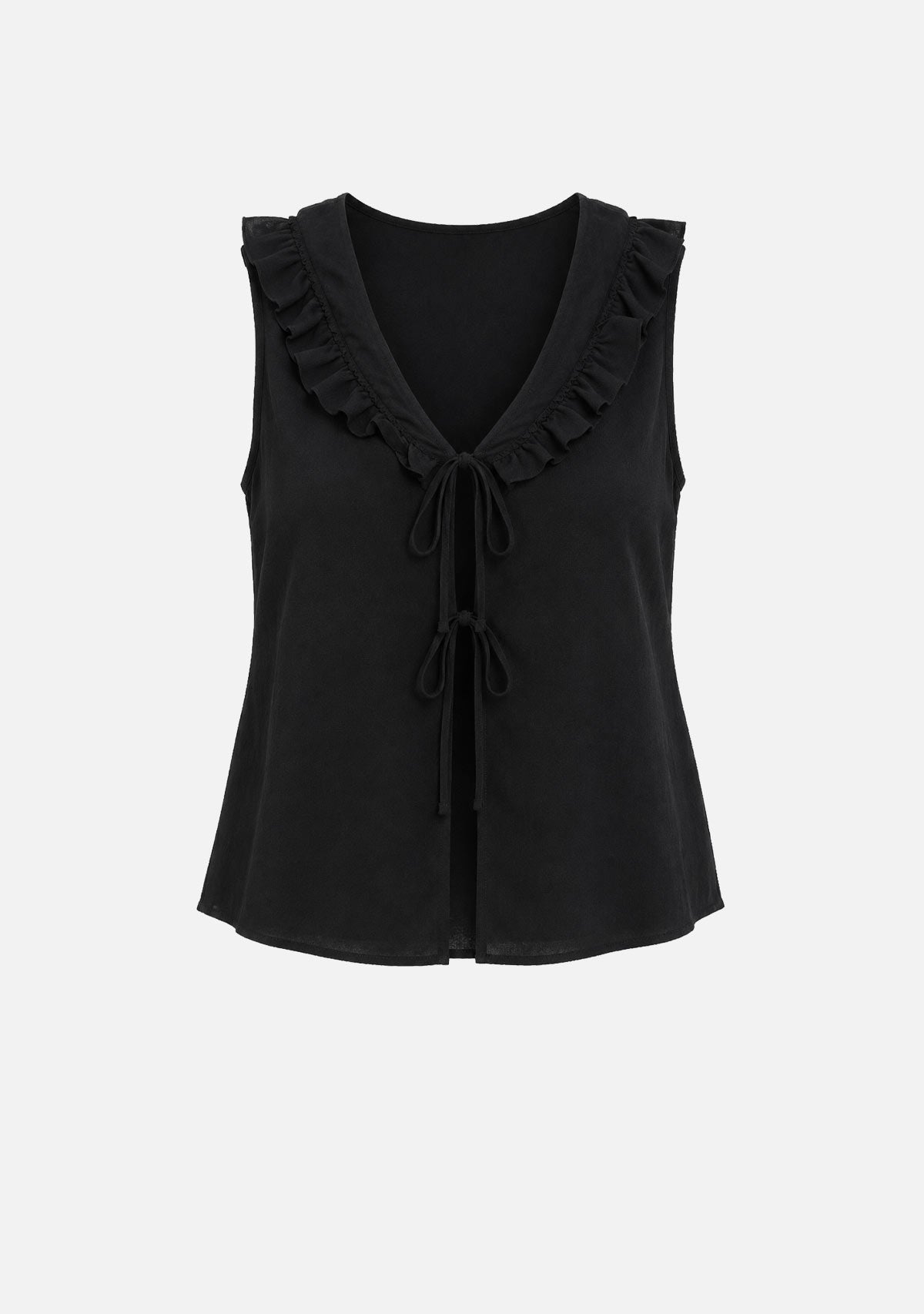 Ruffle Sleeveless Top Black Hyfve