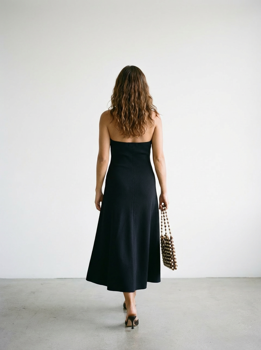 Halter Midi Dress Black