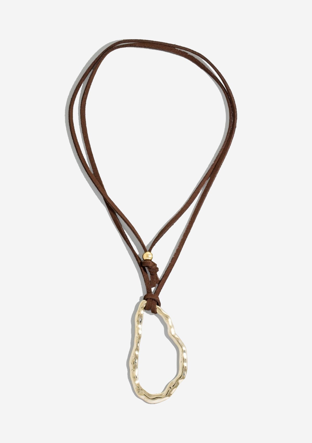 Hammered Warped Oval Suede Cord Necklace Fame Accessories