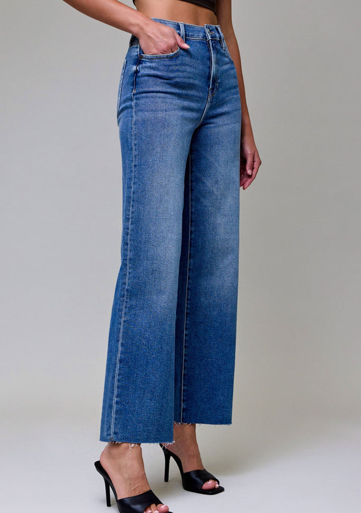High Rise Clean Stretch Dad Jean Medium Dark