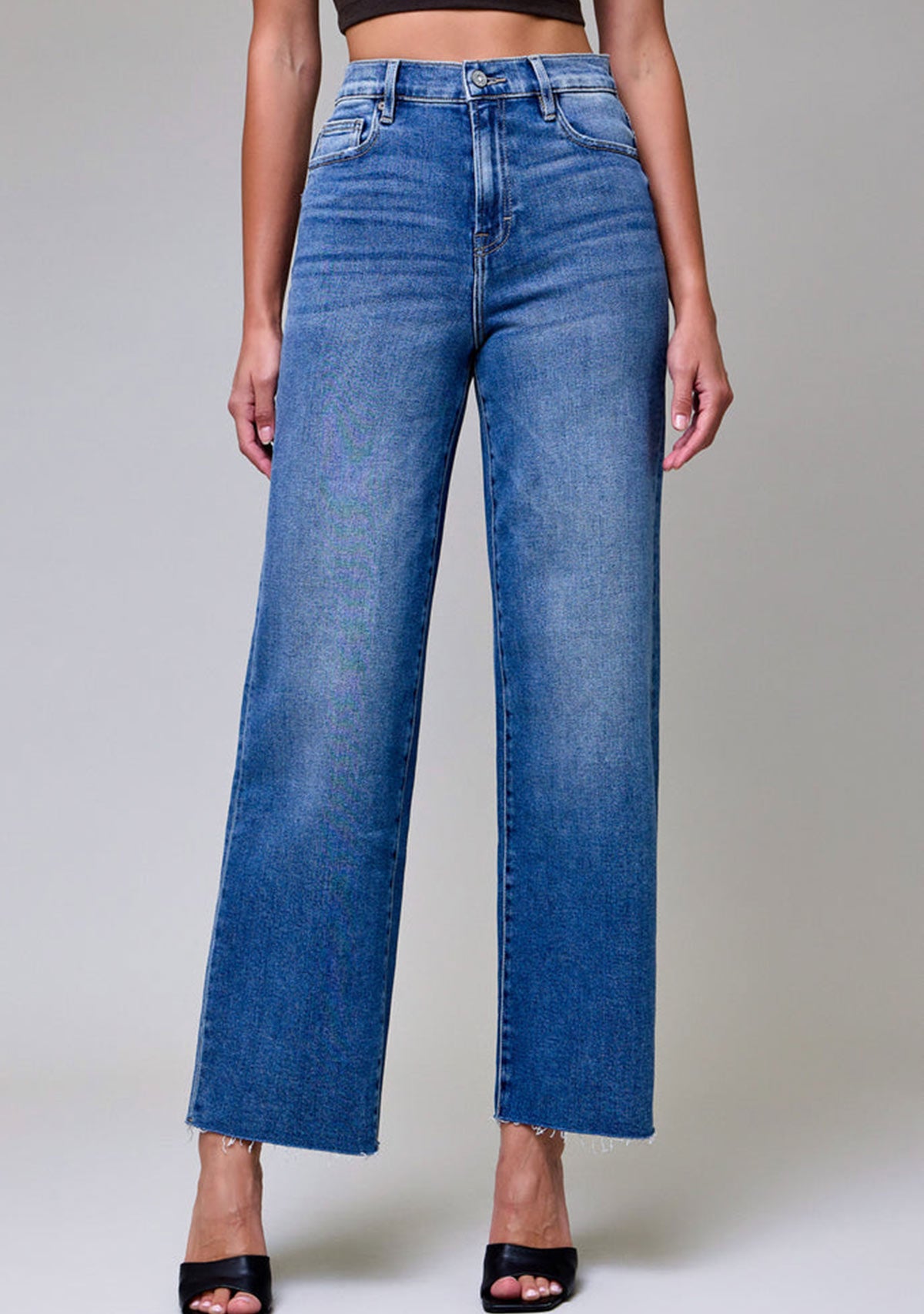 High Rise Clean Stretch Dad Jean Medium Dark