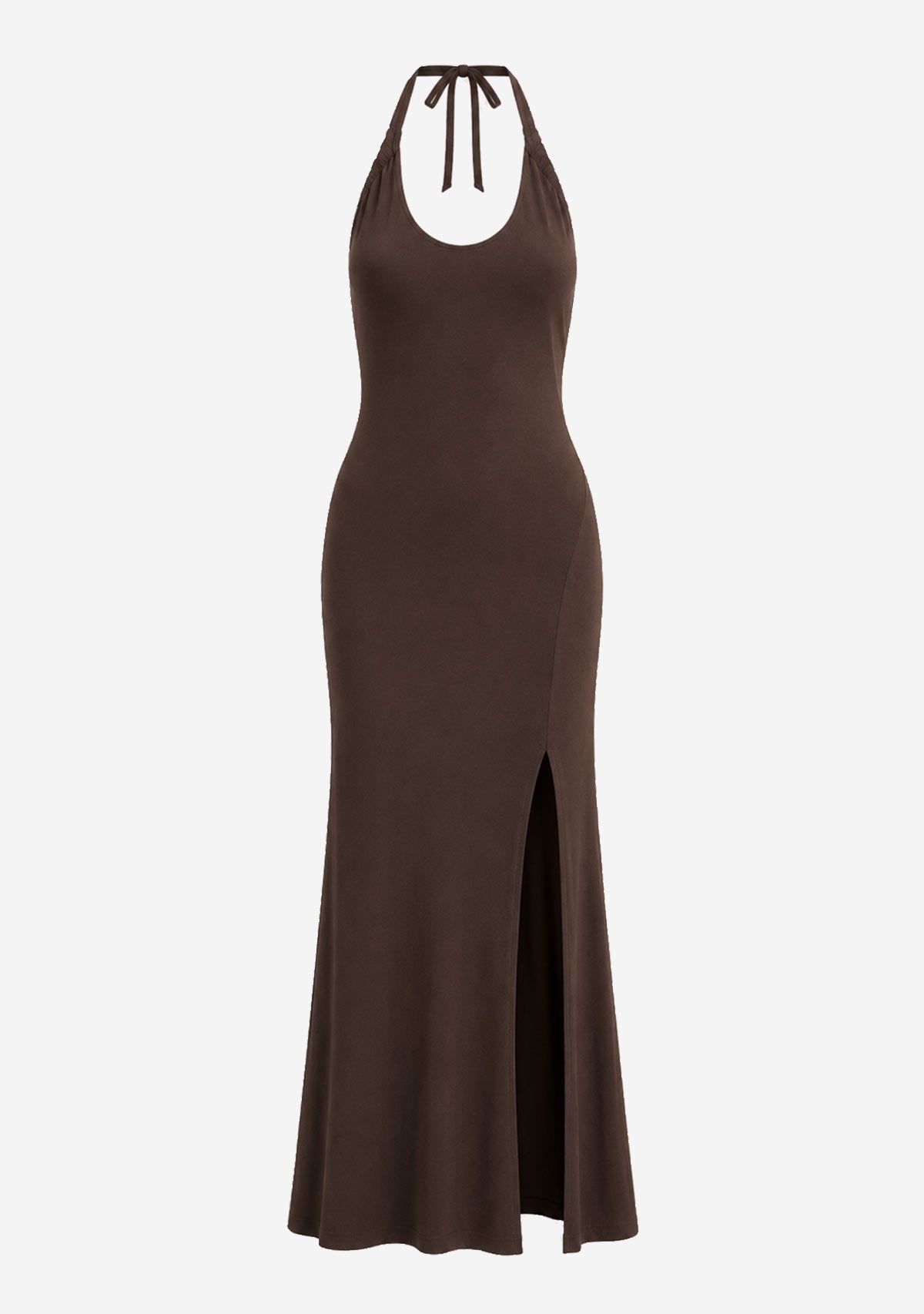 Twist Halter Slit Maxi Dress Honey Mango