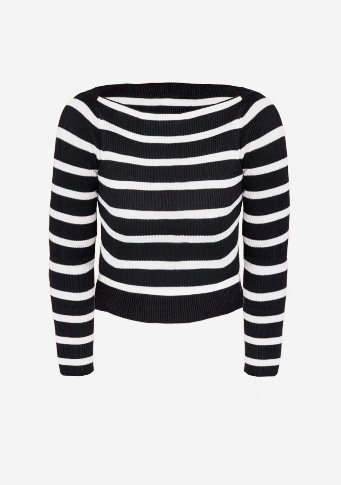 Striped Boatneck Long-Sleeve Crop Top The Latest Scoop