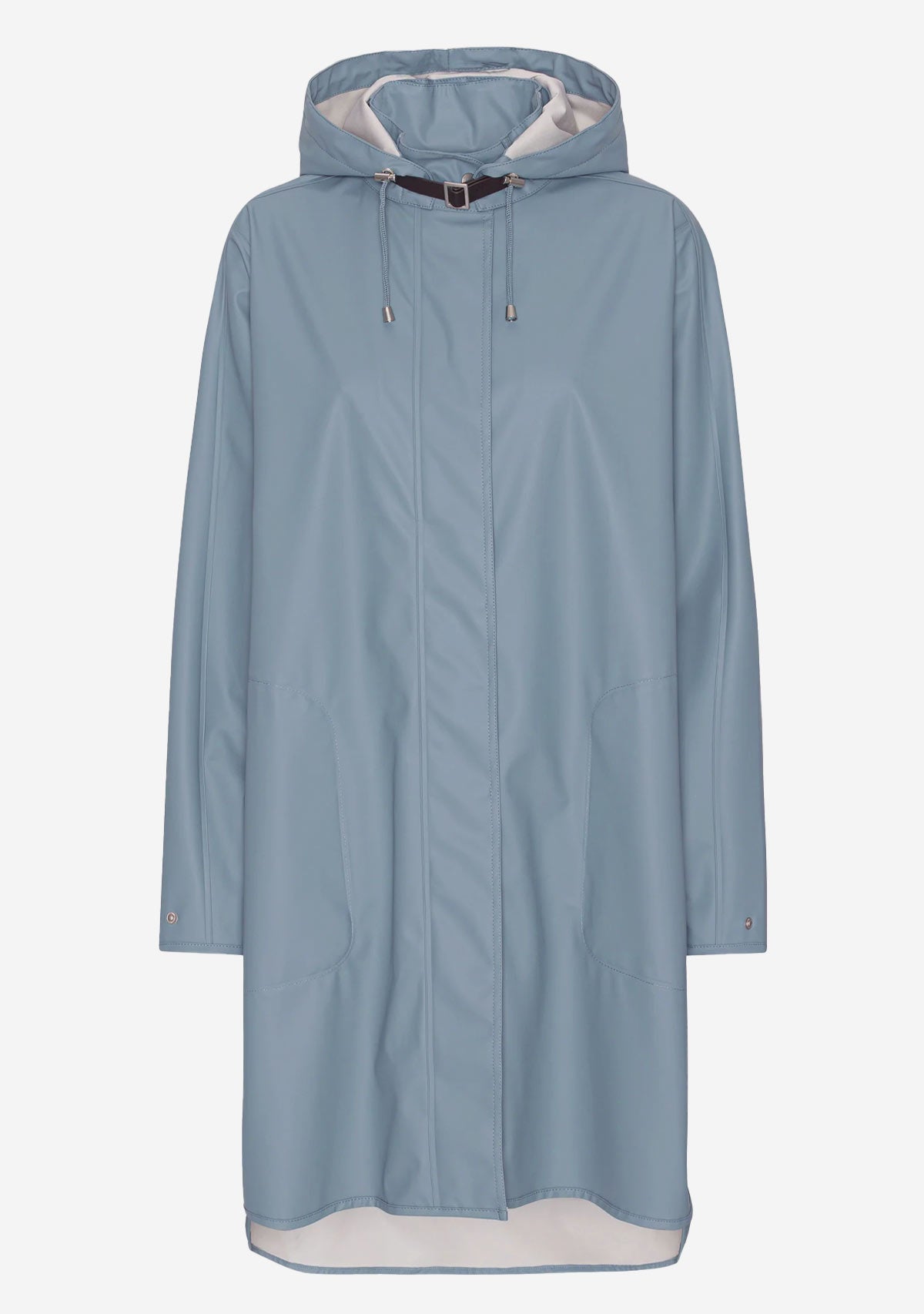 Hooded Raincoat Blue Grey