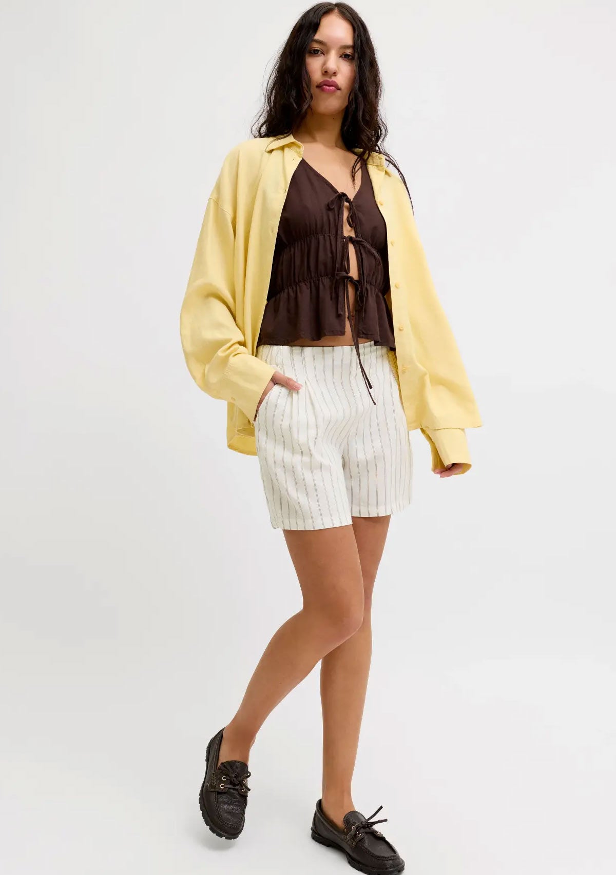 Jx almira Linen Blend Shorts Blanc de Blanc Silver Mink