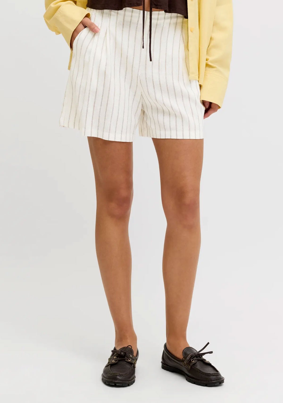 Jx almira Linen Blend Shorts Blanc de Blanc Silver Mink JJXX