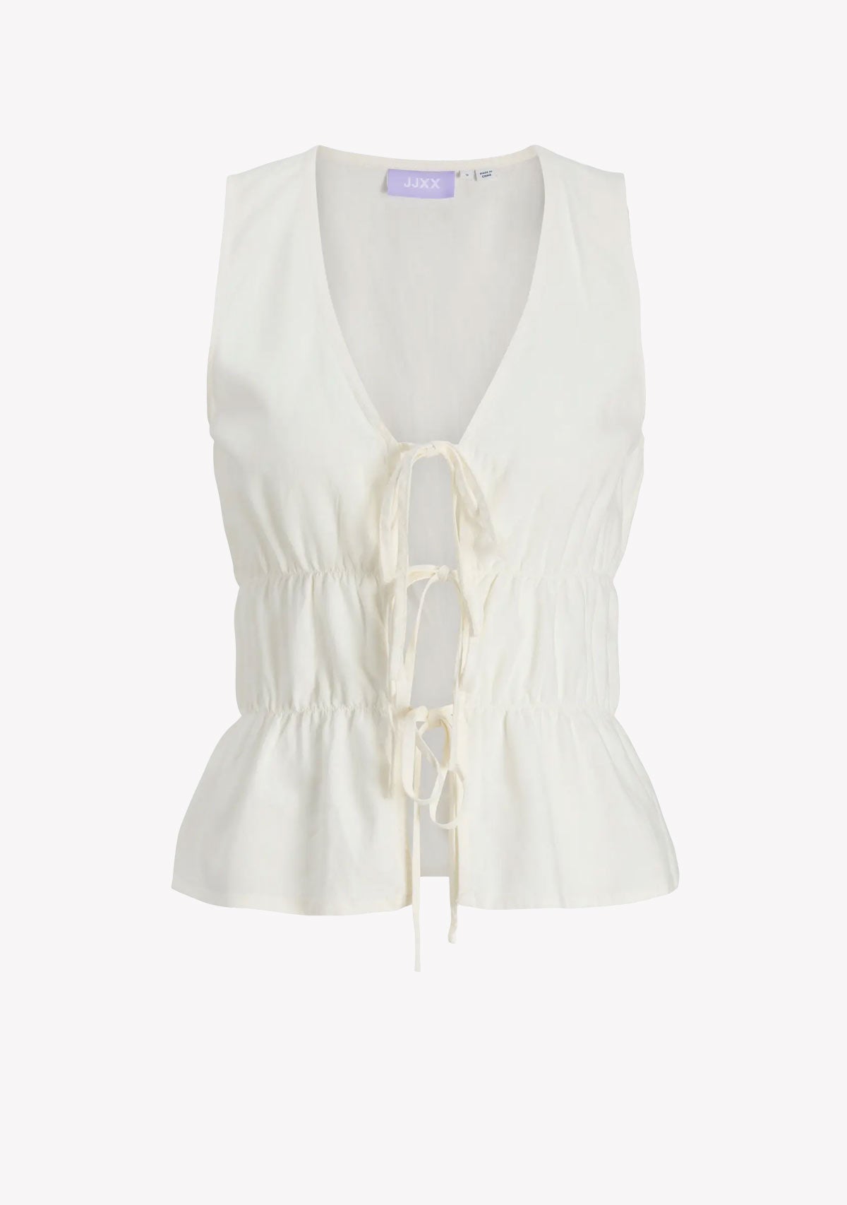 Jx almira Linen Blend Tie Top Blanc De Blac JJXX