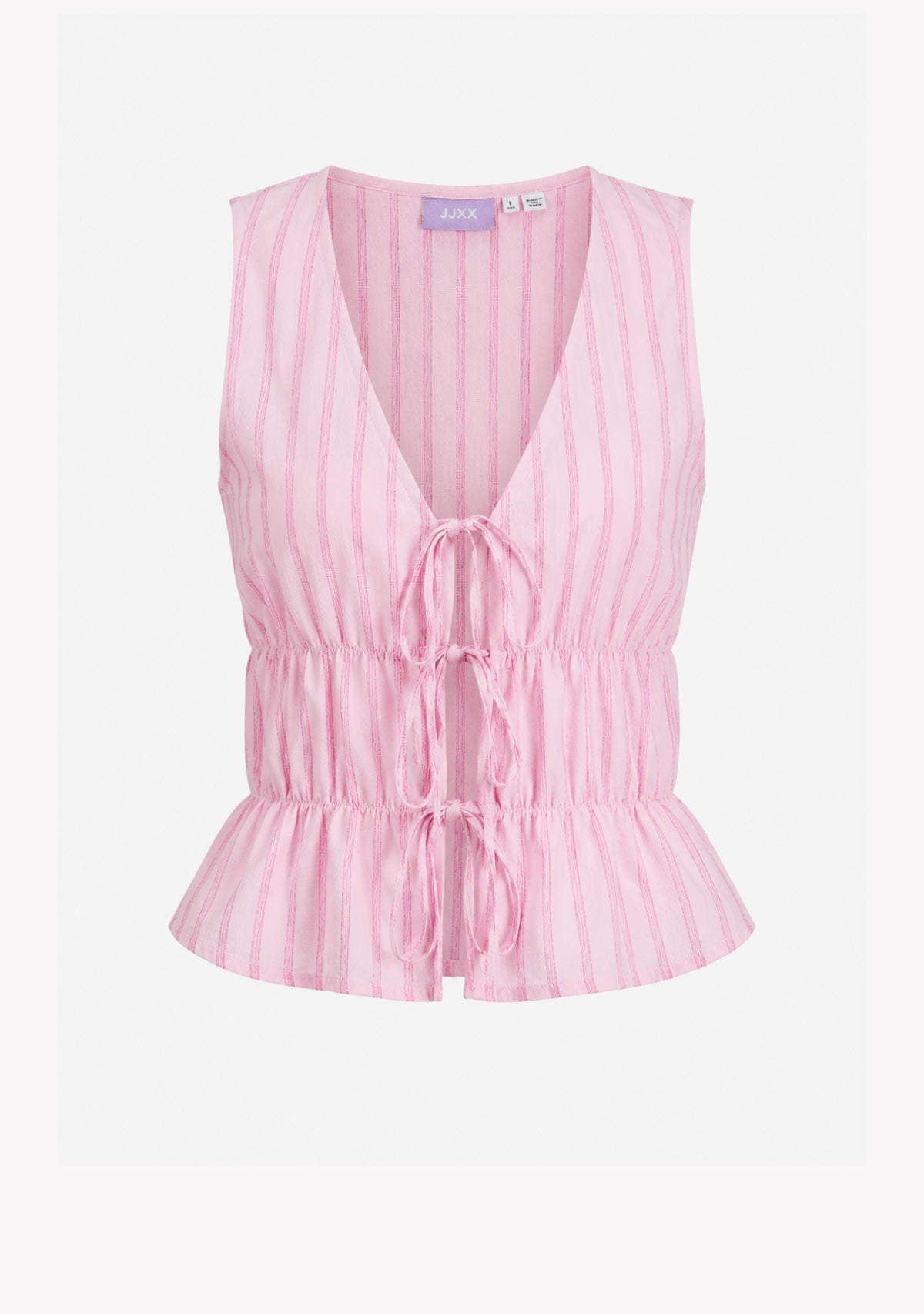 Jx almira Linen Blend Tie Top Pink Lady Fiji Flower JJXX