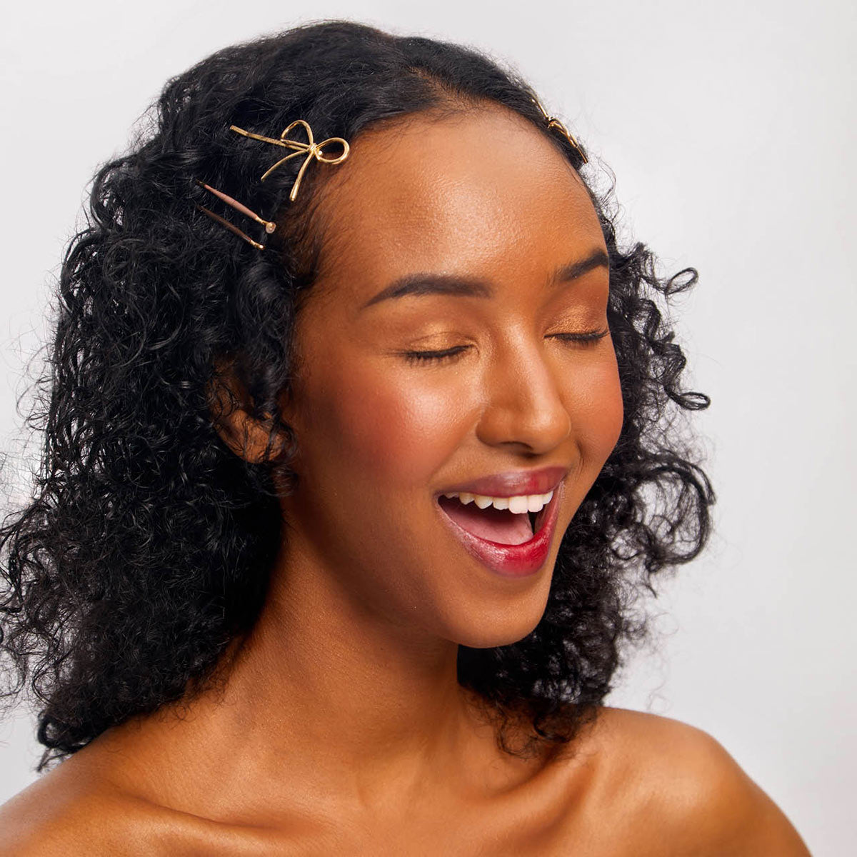 Metal Enamel Puffy & Bow Bobby Pins Rosewood The Latest Scoop