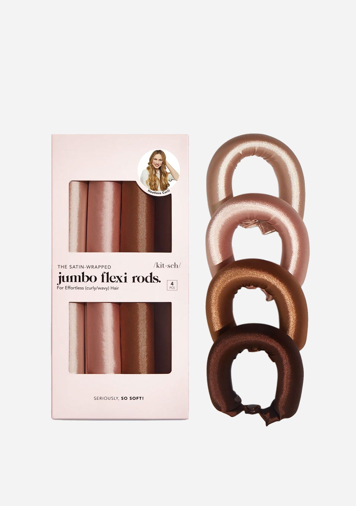 Satin-Wrapped Jumbo Flexi Rods 4pc Set - Rosewood Kitsch
