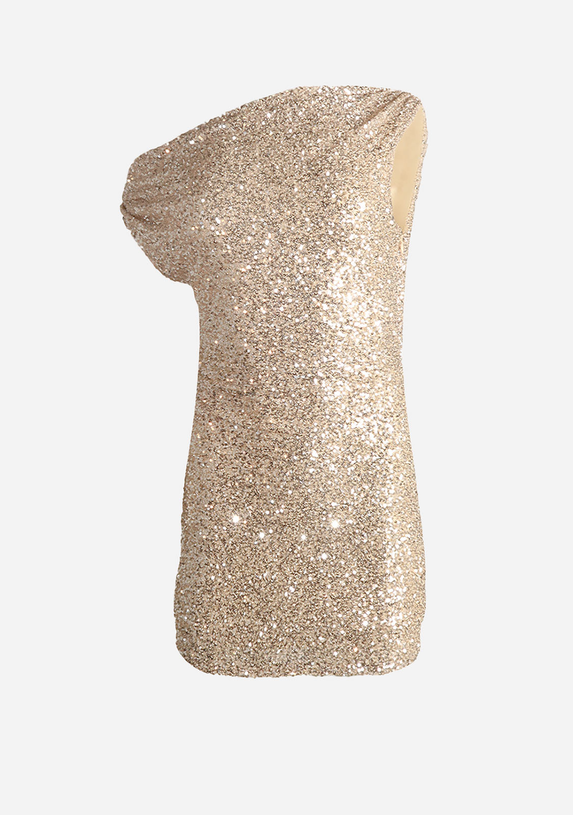 Sequin Asymmetric Shoulder Mini Dress Champagne Sequin Asymmetric Shoulder Mini Dress Champagne