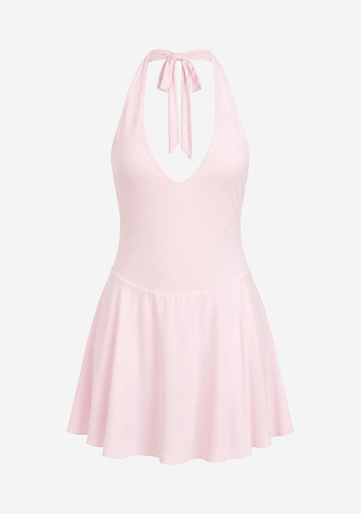 Halter Rib Romper Unlined Baby Pink Klesis