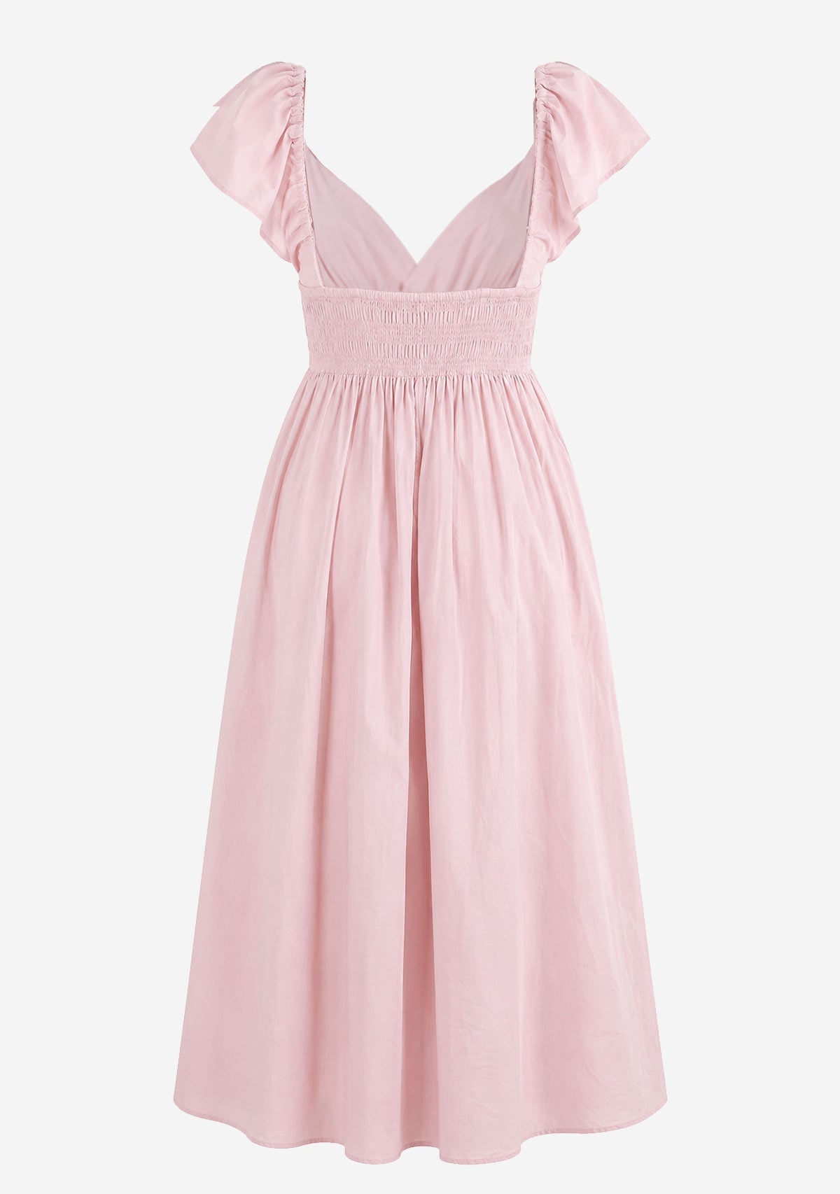 Poplin Frill Sleeves Midi Dress Light Mauve Klesis