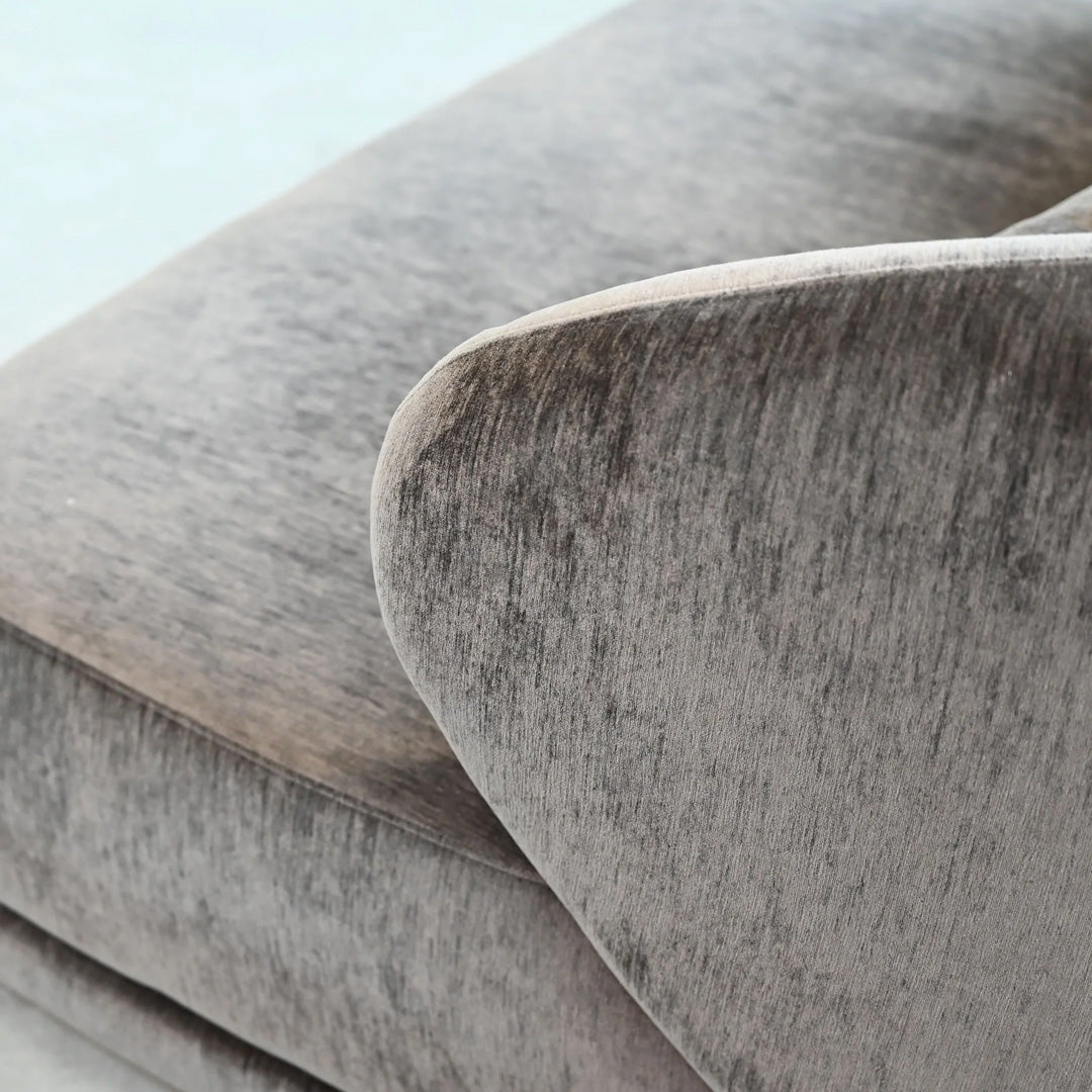 VOLTAIRE Lounge Chair Mocha Bean with Cocoa Bunny Square Pillows Fabric