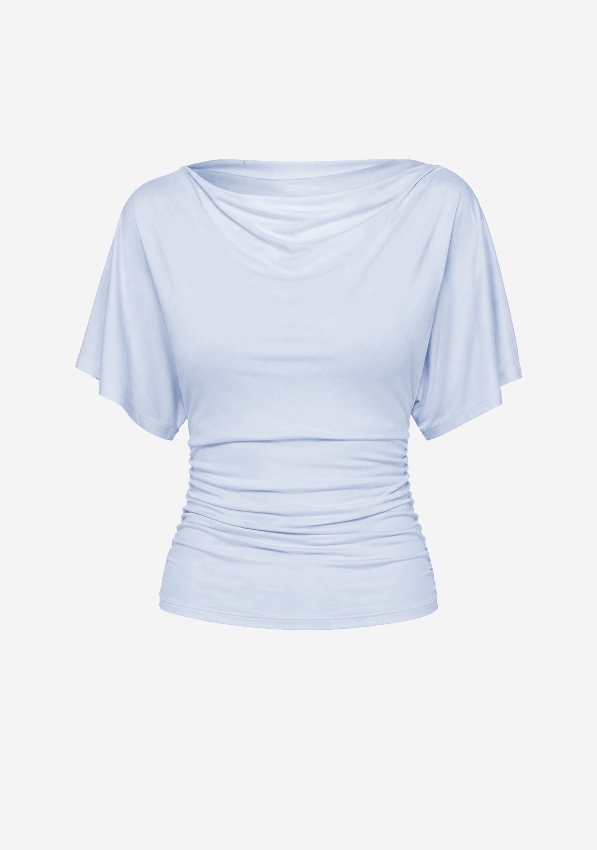 Livia Cowl-neck Ruched Top Light Blue Loucia