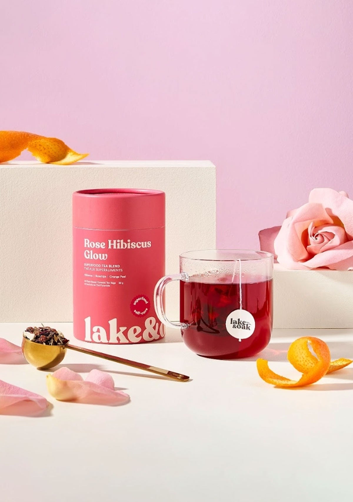 Rose Hibiscus Glow - Superfood Tea Lake & Oak