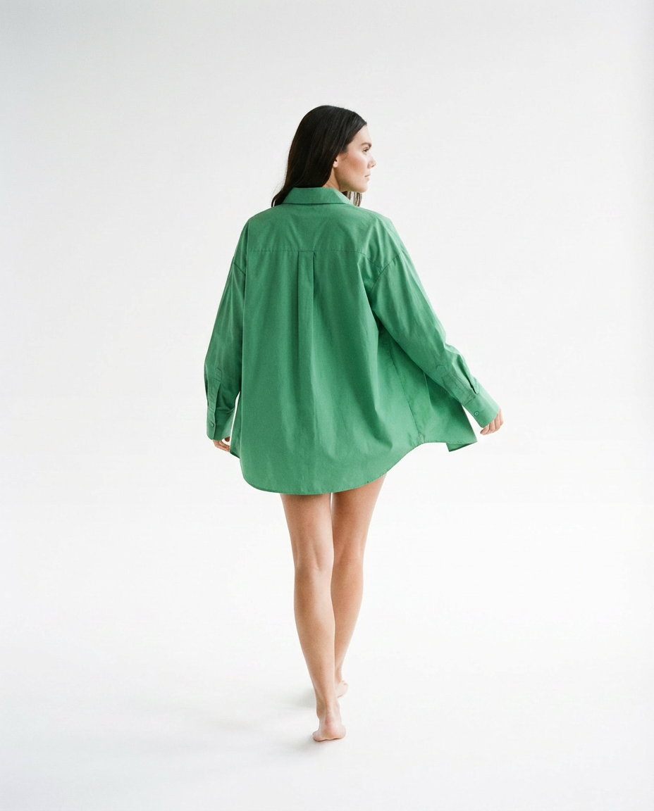 Chemise oversize en popeline biologique à manches longues