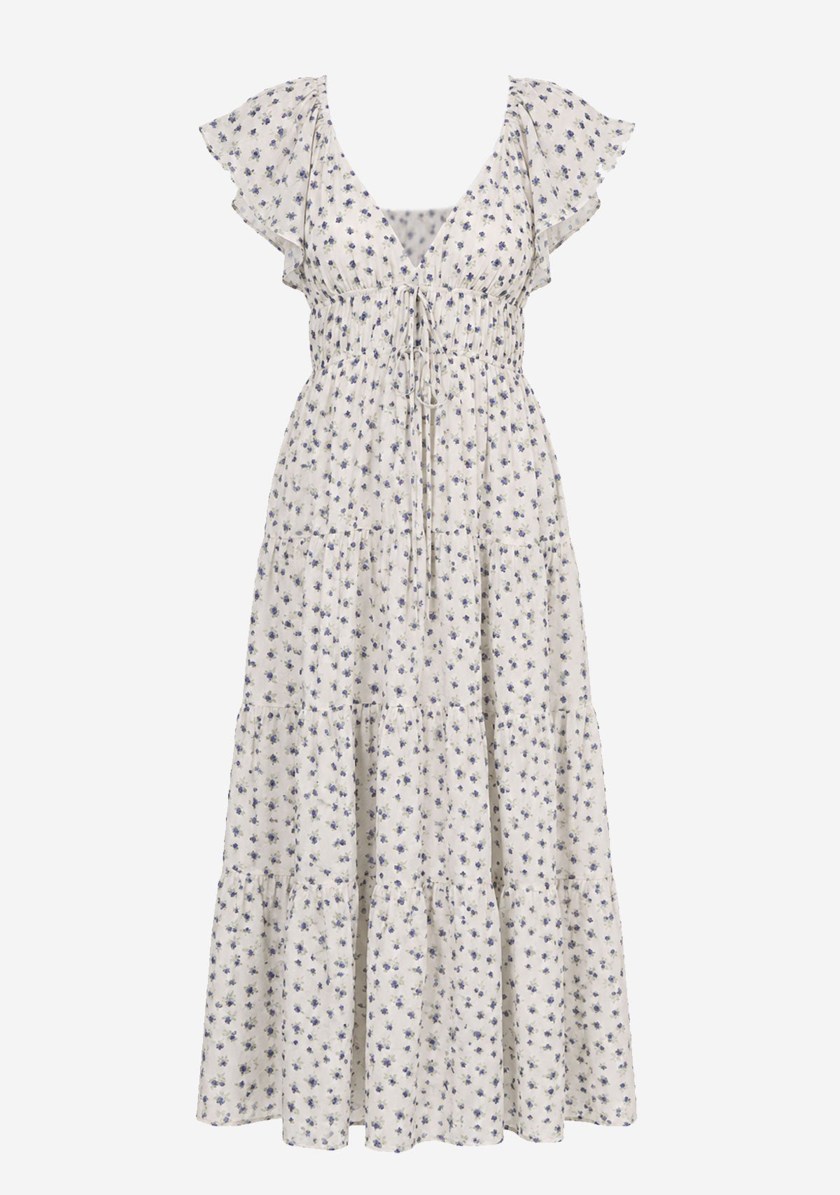 Ditzy Floral Printed Sleeveless Midi Dress Blue/Multi
