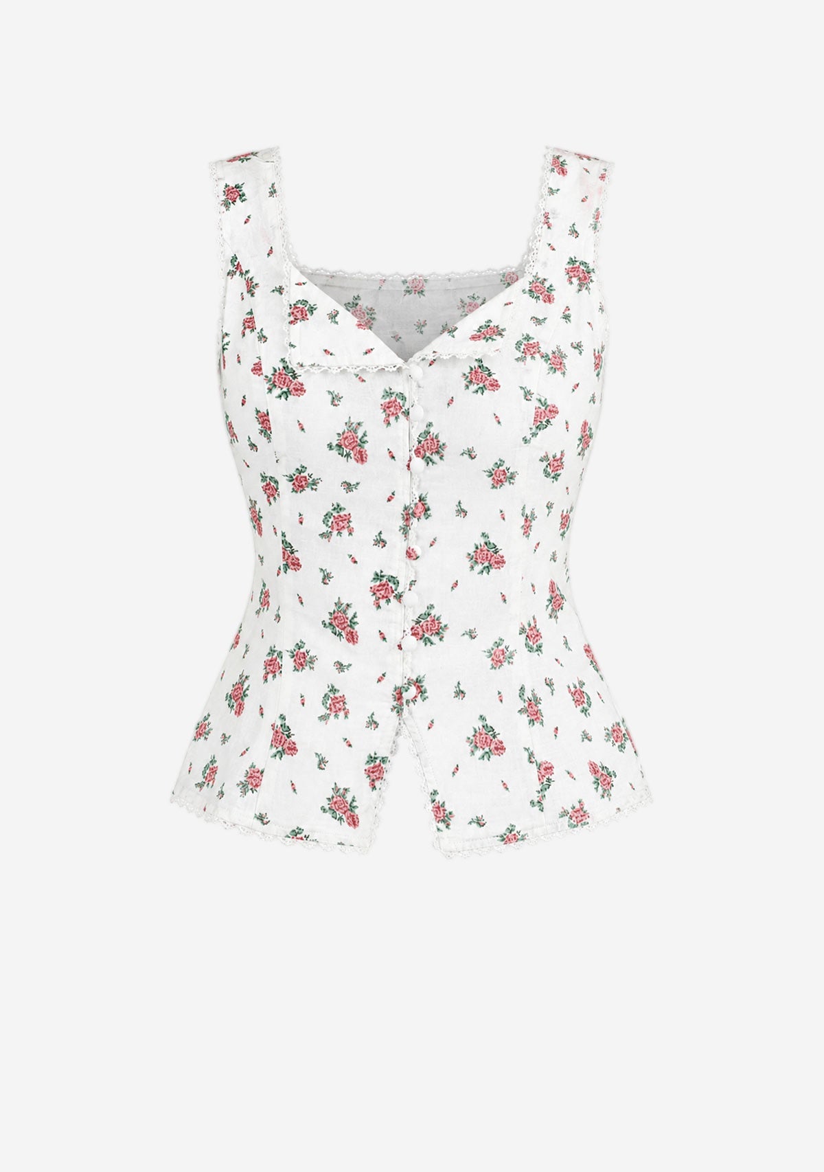 Floral Printed Sleeveless Top Off White Mable