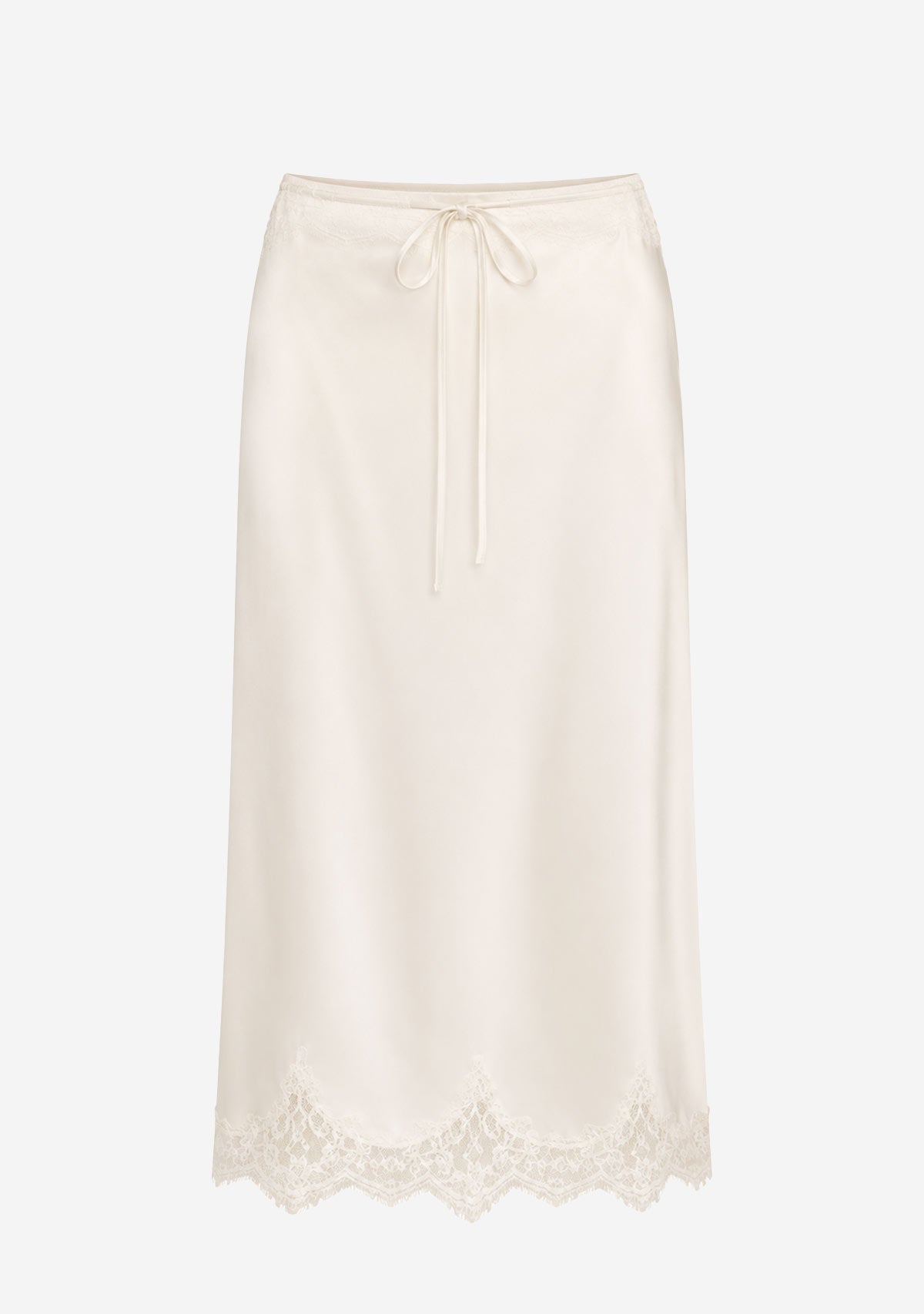 Satin Skirt With Lace Trim Cream MOD REF