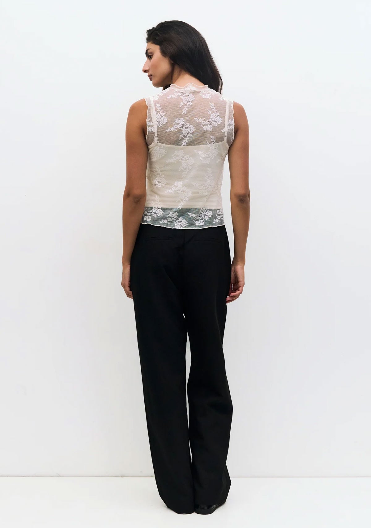 Sheer Lace Top Cream