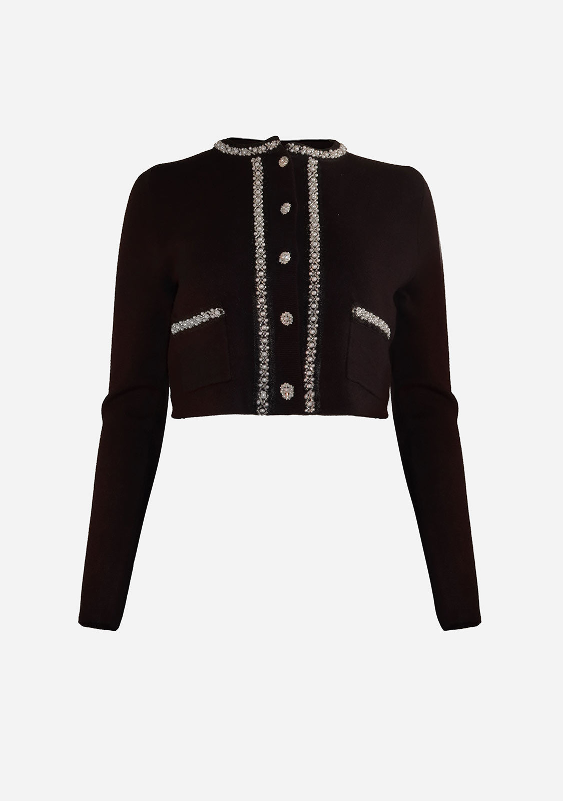 Pearl Beaded Detail Cardigan Black