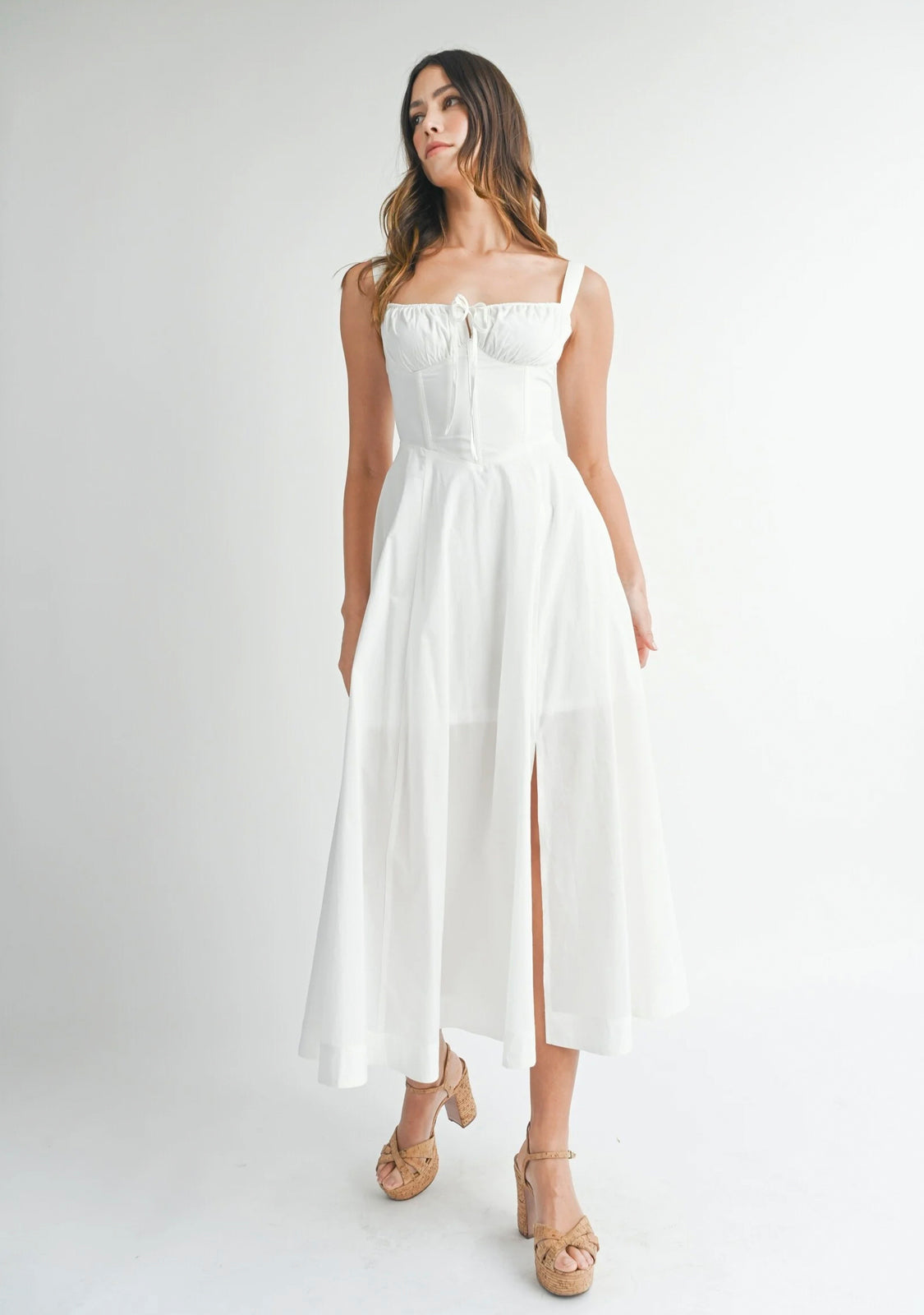 Bustier Bodice Midi Dress Mable