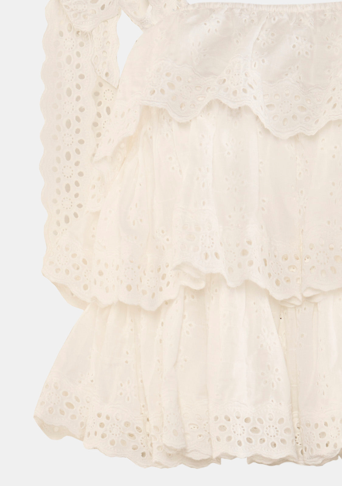 Embroidered Tiered Top With Lace Straps