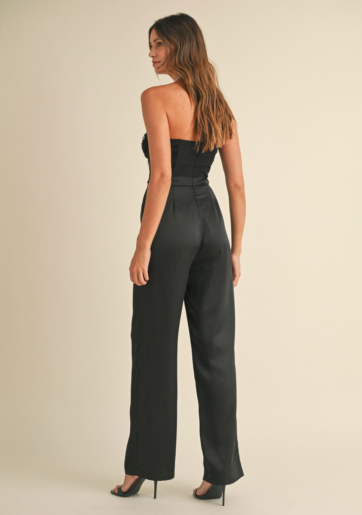 Stone Applique Bustier Jumpsuit