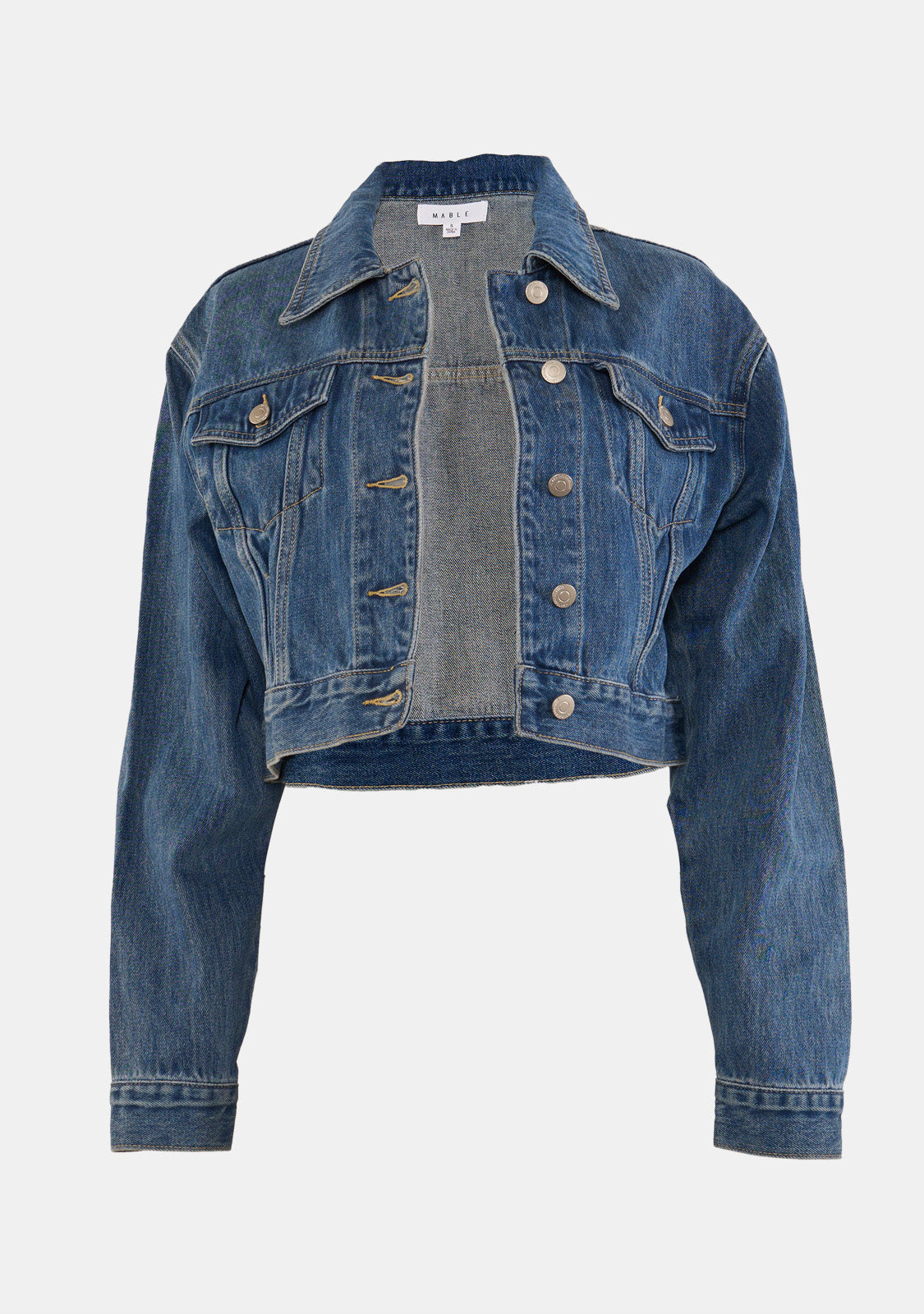 Blue crop top jacket shop