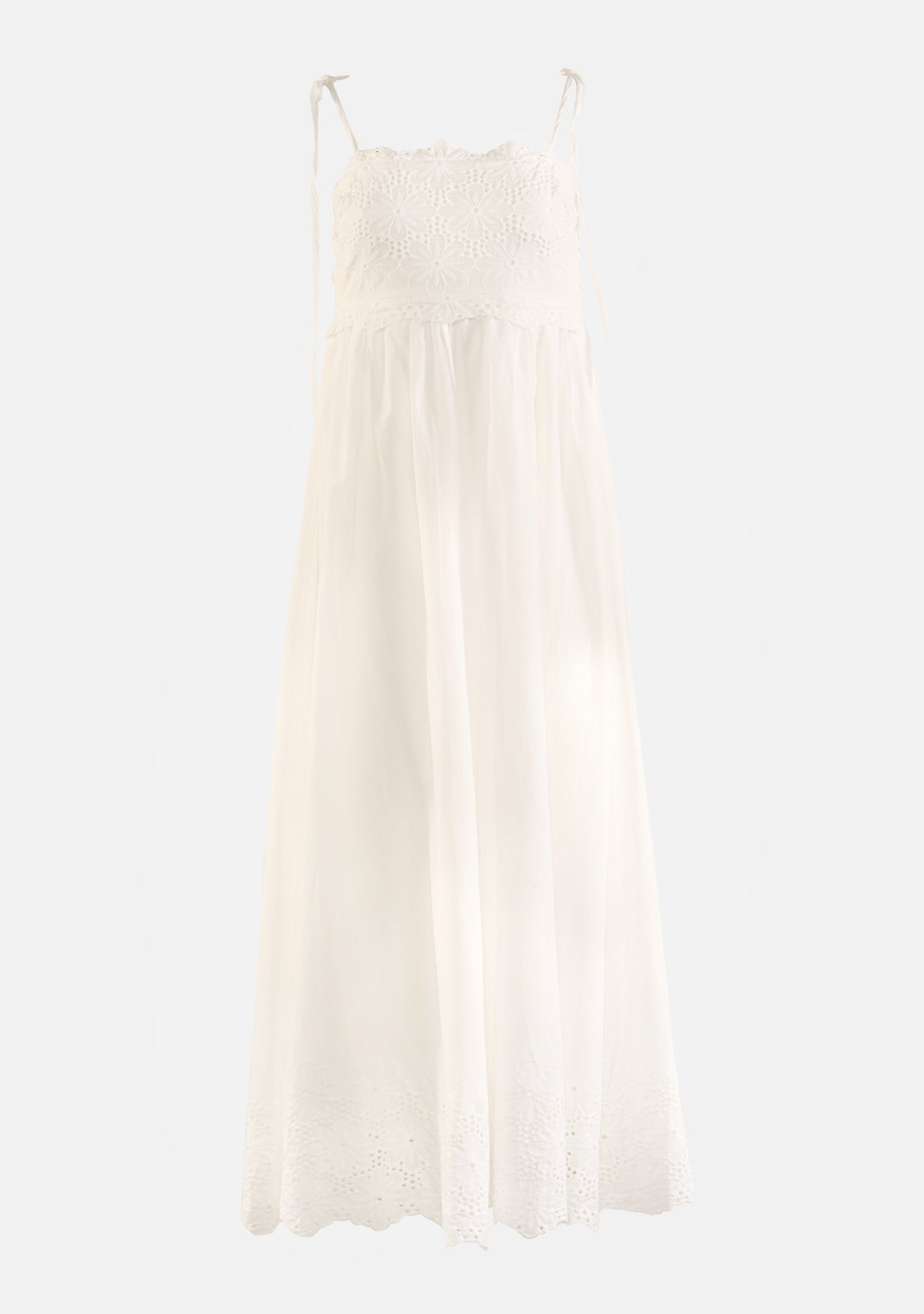 Scallop Edge Eyelet Lace Midi Dress