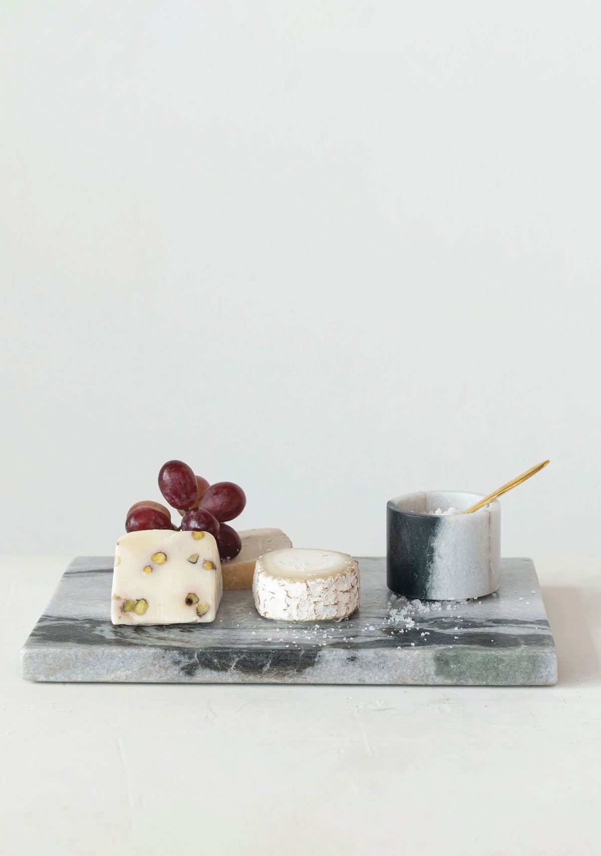 Marble Salt Cellar W/ Brass Spoon, Set Of 2 Creative Co-op