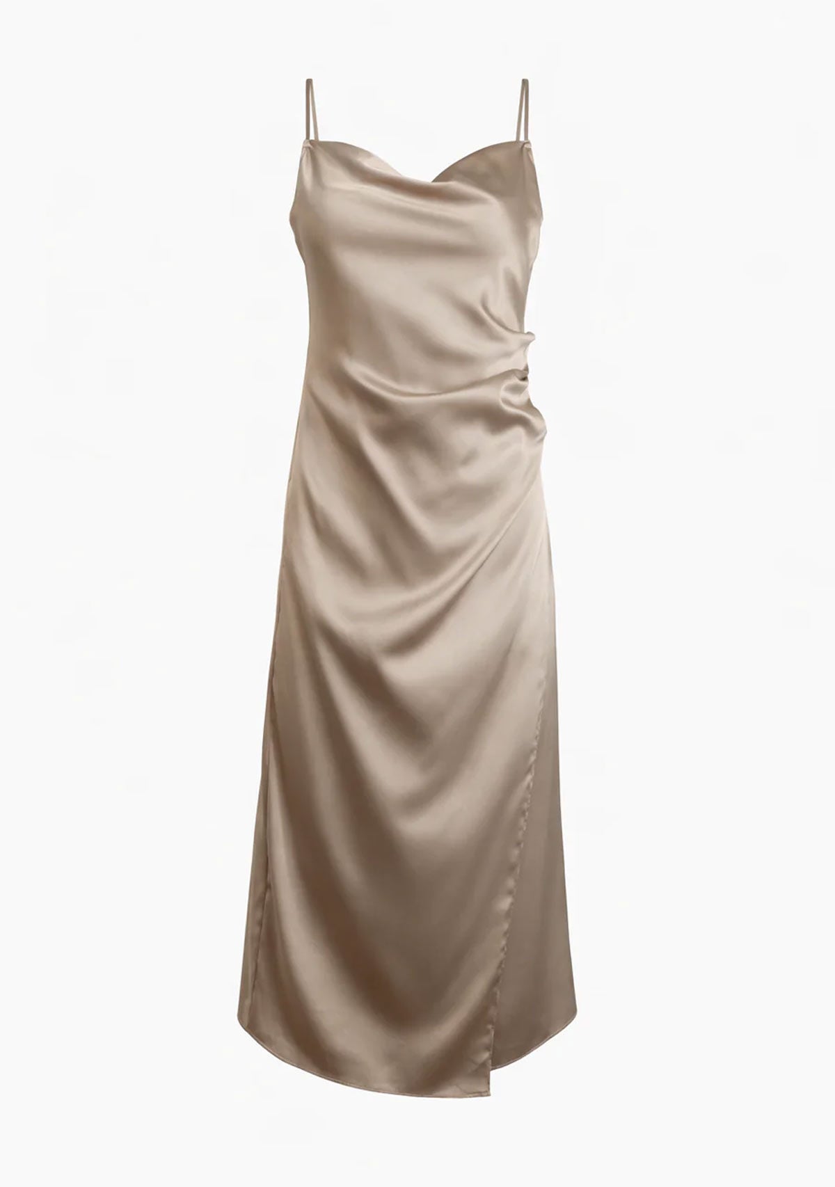 Mari Satin Slip Dress Laurel Green