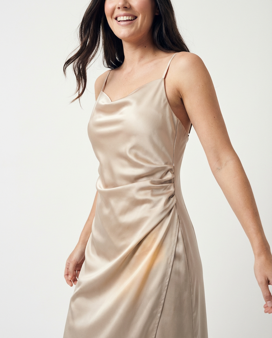 Mari Satin Slip Dress Laurel Green